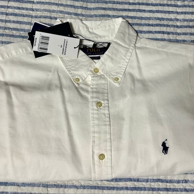 L) 폴로 랄프로렌 polo 클래식핏 가먼트다이 옥스포드 셔츠 화이트