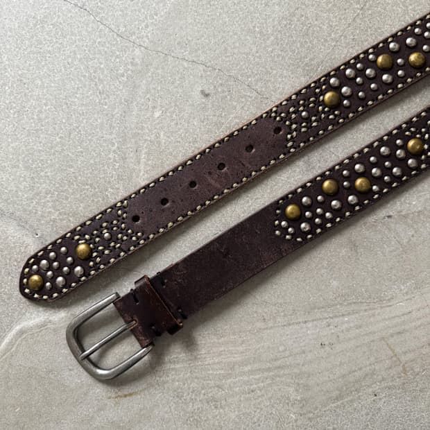 Vintage Studded Western Leather Belt