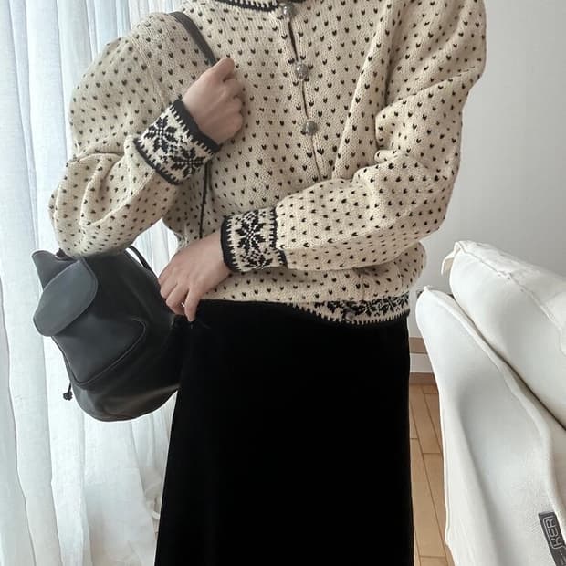 빈티지 ) 핸드메이드 노르딕 가디건