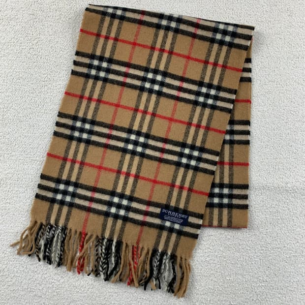 정품 버버리 베이지 노바체크 램스울 머플러 