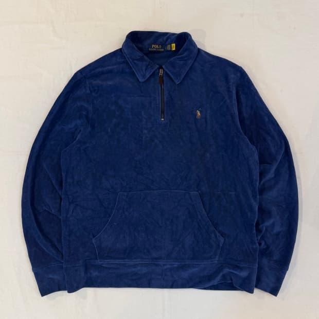 최신형) 폴로 랄프로렌 코듀로이 하프집업 니트 블루