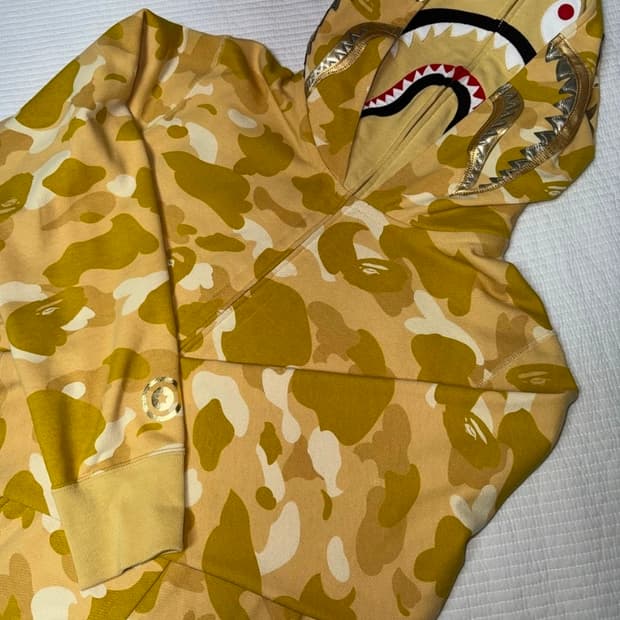 베이프 컬러 카모 더블샤크 후드 옐로우 L size