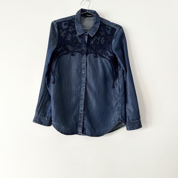 Boho embroidery see through shirt