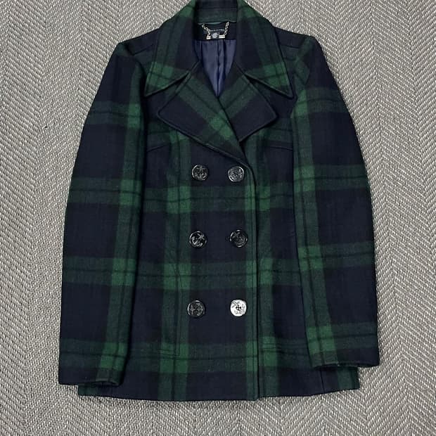 타미힐피거 블랙와치 체크 피코트 v0200