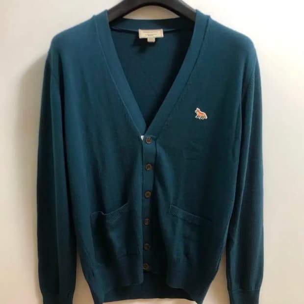 메종키츠네 정품 폭스 로고 가디건