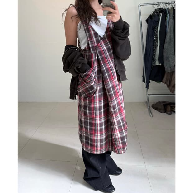 빈티지 체크 원피스