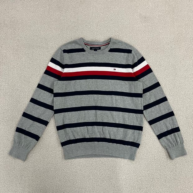[L] 타미힐피거 스트라이프 크루넥 니트 스웨터 맨투맨  0119M1