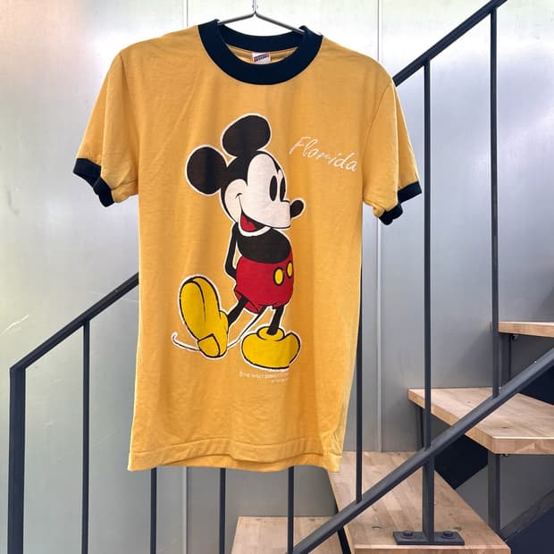 미키마우스 빈티지 링거티셔츠 반팔티