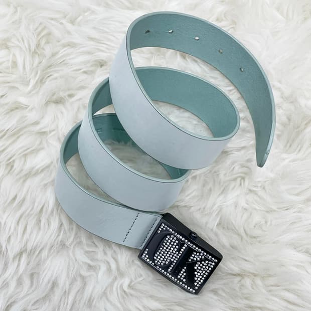 ck 캘빈클라인 리얼레더 민트 큐빅 버클 벨트 *레어