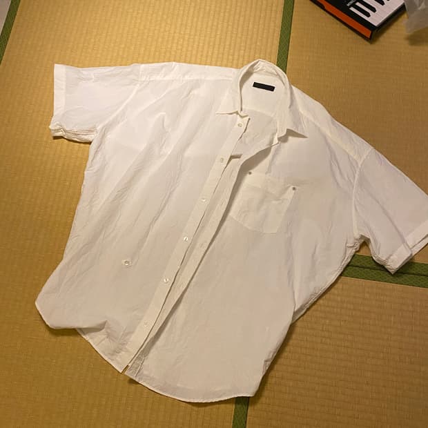 무명 롤업 셔츠 화이트