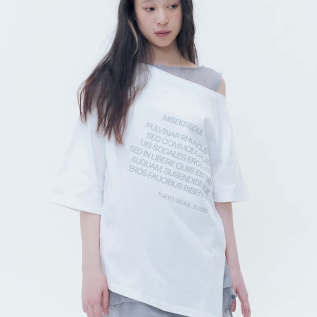 미세키서울 Unbalanced quote slit sleeves WHIT