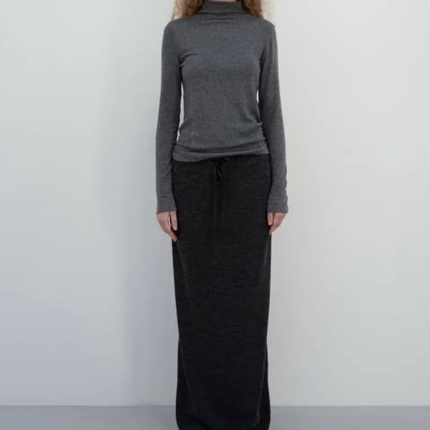 lfm 스트링 맥시 스커트 블랙