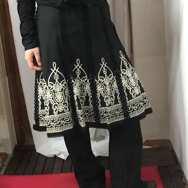 일본빈티지 오리엔탈 레이스 미디 스커트