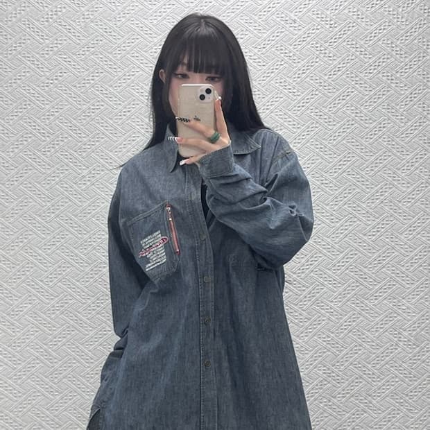 챔피온 U.S.A 어센틱 레트로 펑크 데님 셔츠 105 C10150