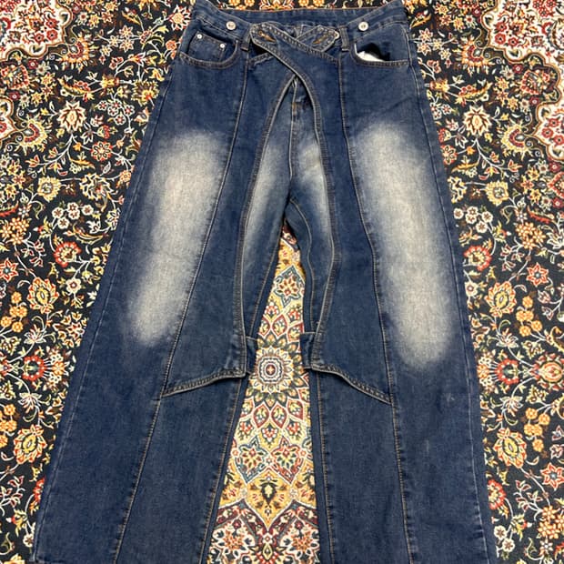 유니크 스타일 워싱 데님 팬츠