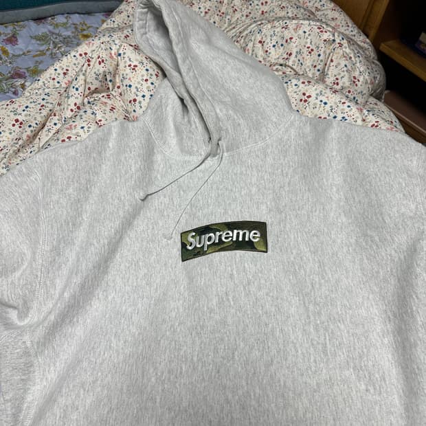 슈프림 23fw 카모 박스로고 후드 애쉬 그레이 xl