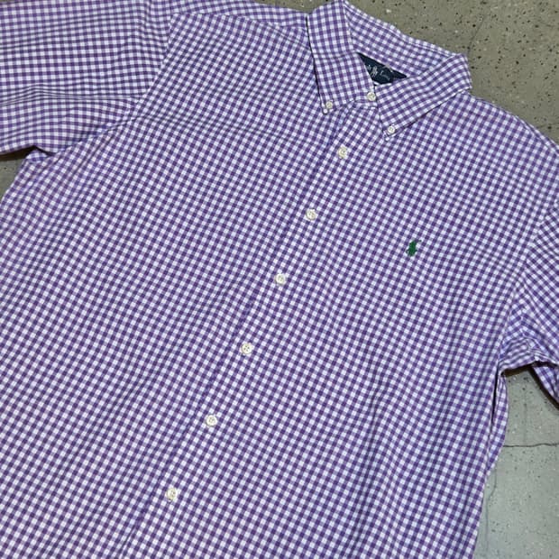 Polo 폴로 퍼플체크 반팔셔츠