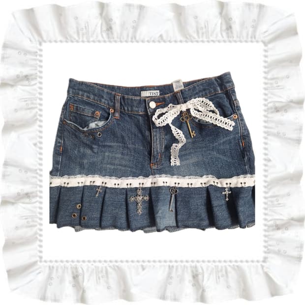 Promise skirt y2k 데님 미니 스커트
