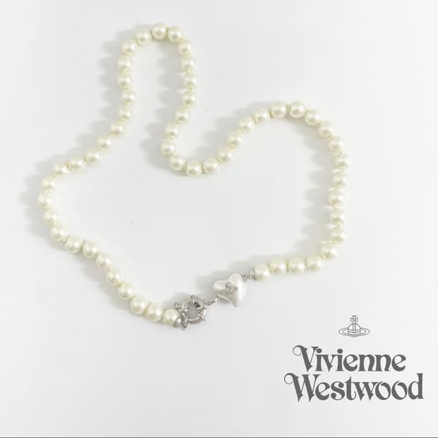비비안웨스트우드 아카이브 하트 orb 진주 펄 초커 목걸이