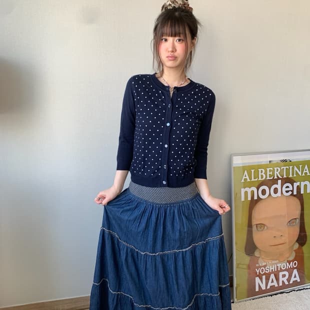 denim cancan maxi skirt