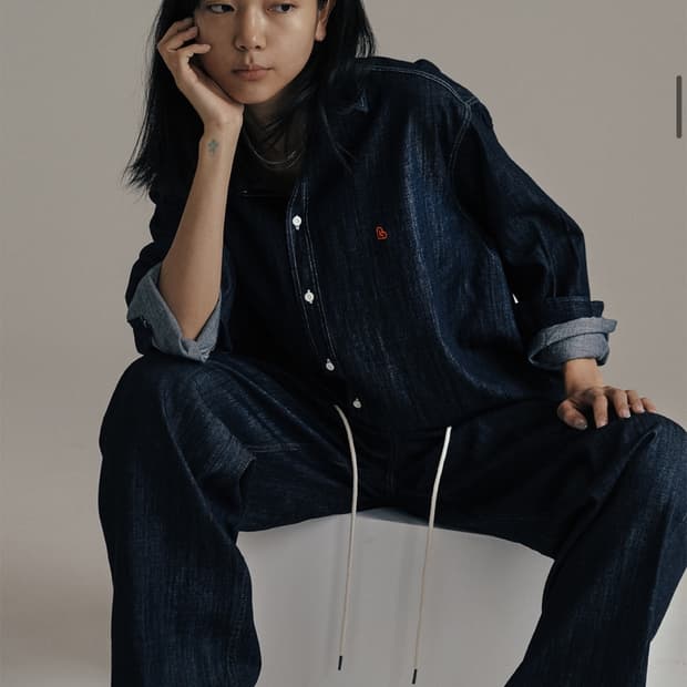 랑가주망 흑청 데님 긴팔 셔츠 95