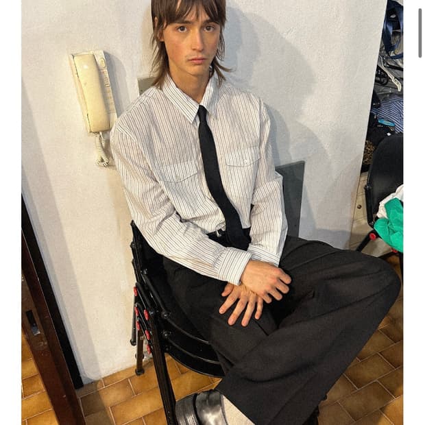 엘무드 - 베르토 코튼 셔츠 화이트 스트라이프 (48사이즈)