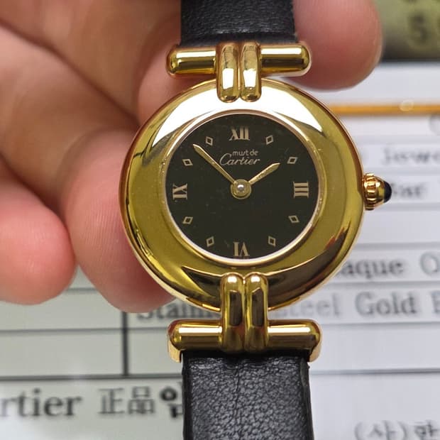까르띠에 머스트드 꼴리제 오리지널 블랙다이얼 쿼츠 여성용 (감정서 포함)