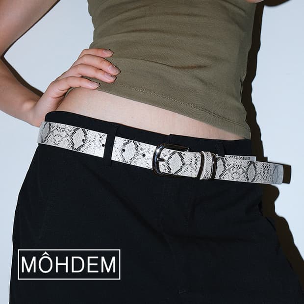 [Unisex] 피이톤 뱀피 패턴 미니멀 벨트