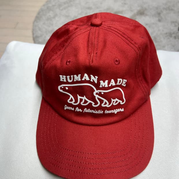 휴먼메이드 5 패널 캡 레드 북극곰 볼캡