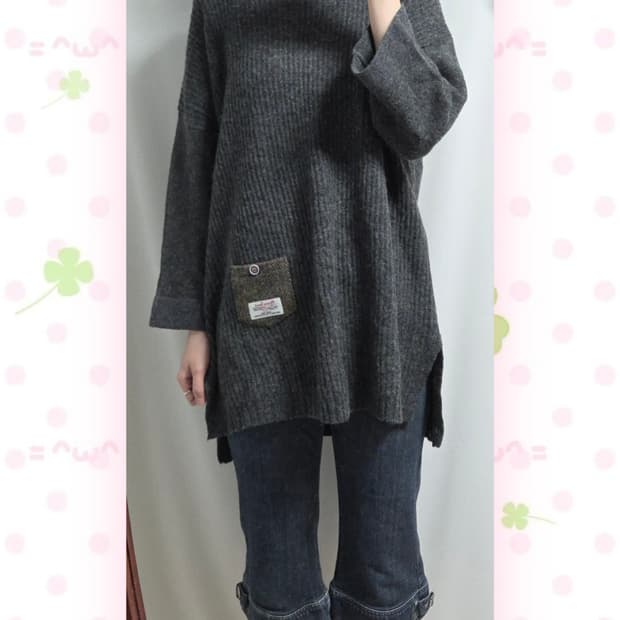 차콜 모리 포켓 니트 원피스