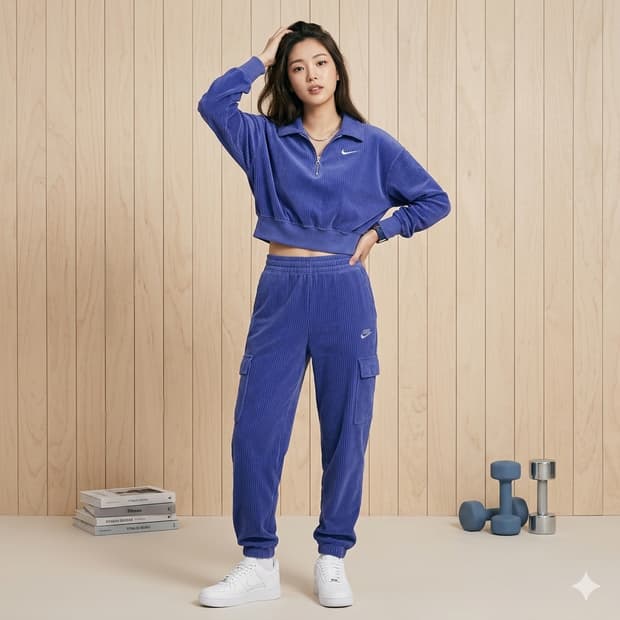 나이키 벨루어 코듀로이 크롭 하프 집업