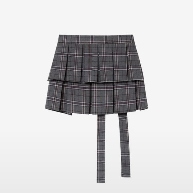 바니쉬먼트 Check Layered skirt apron_gray