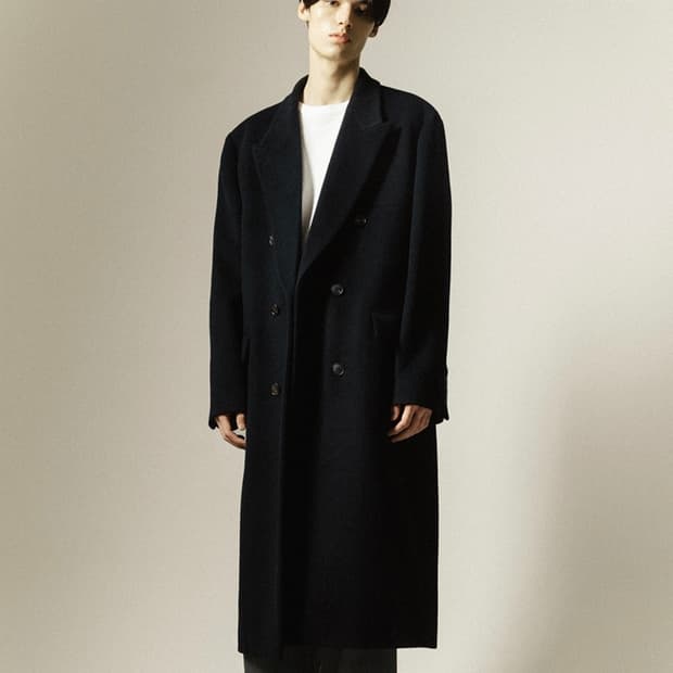 블랭크룸 더블 브레스티드 울코트 블랙