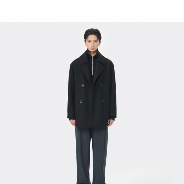 25FW 커스텀멜로우 Black Wool PeaCoat코트
