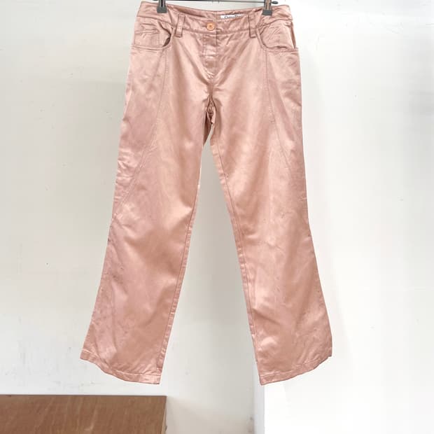 크리스찬 디올 핑크 새틴 카프리 팬츠