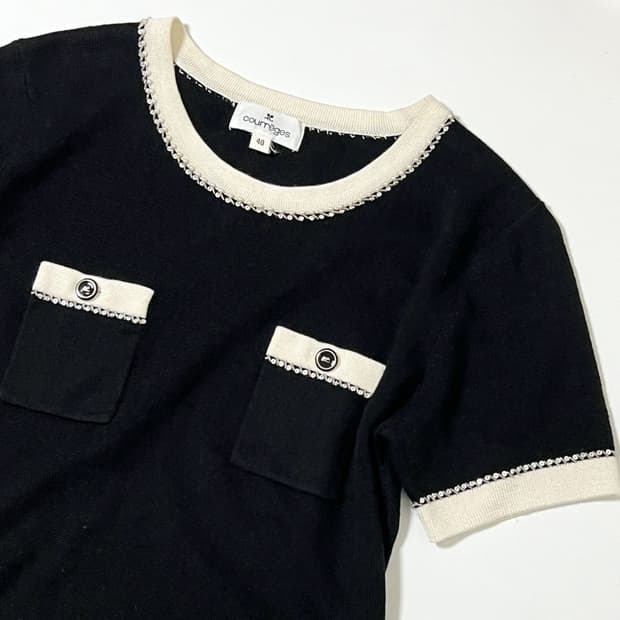 courreges / 꾸레쥬 블랙 반팔 니트