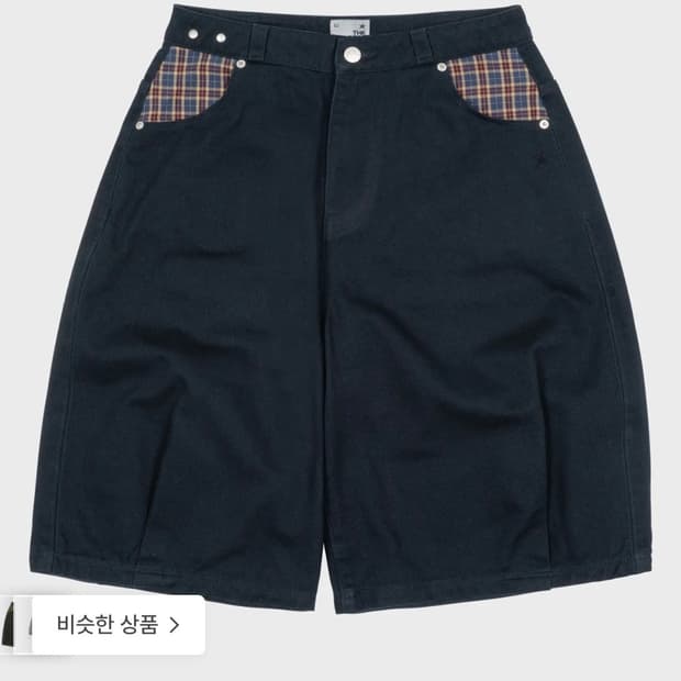 더콜디스트모먼트 체크하프팬츠 네이비 s