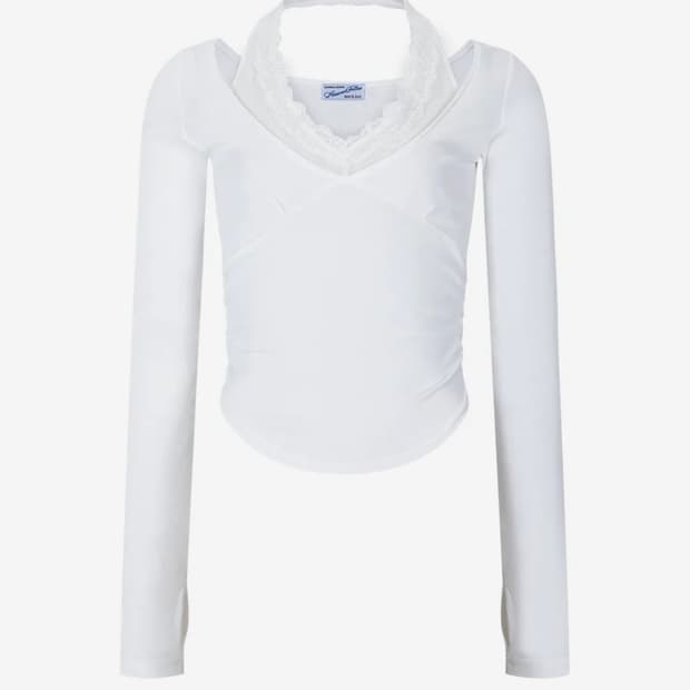 플노팔 Amelia lace halter long sleeve