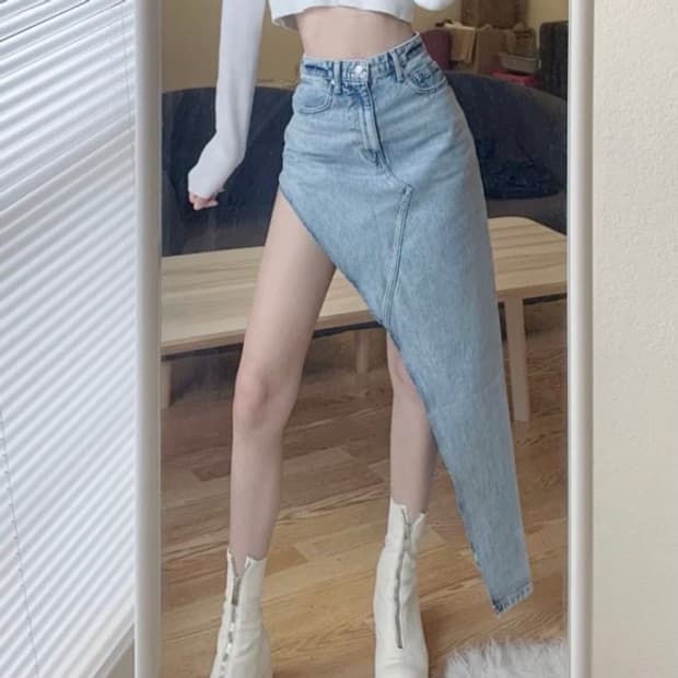 알렉산더왕 컷팅 데님 스커트 