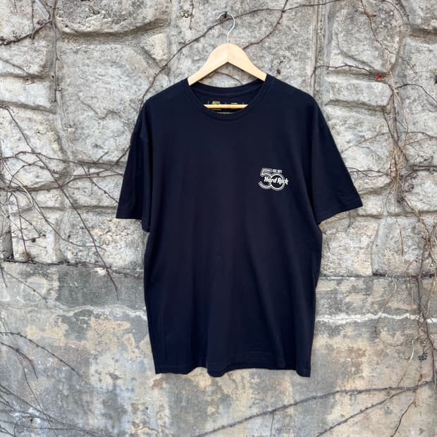 하드락카페 빈티지 신시내티 50주년 프린팅 반팔 티셔츠 블랙 xl