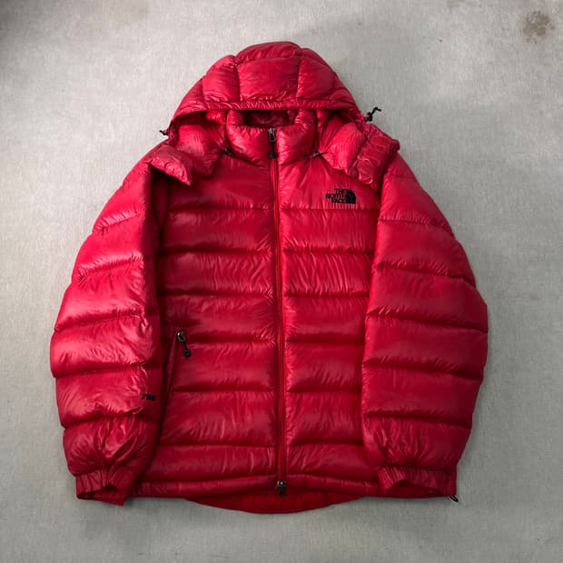 100 노스페이스 700 눕시 필파워 레드 패딩