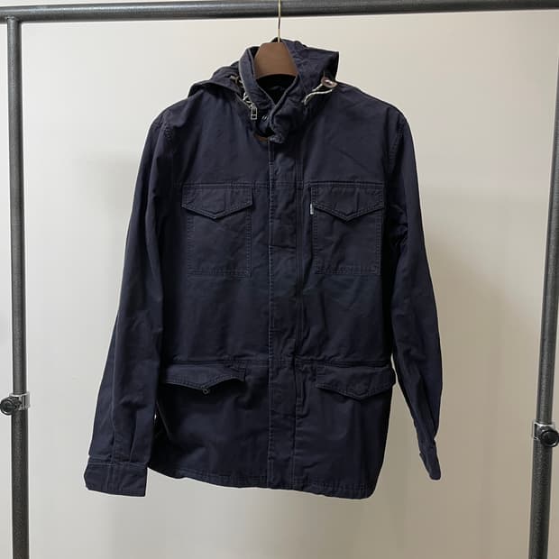 (L) levis 리바이스 화이트탭 히든후드 네이비 야상 자켓