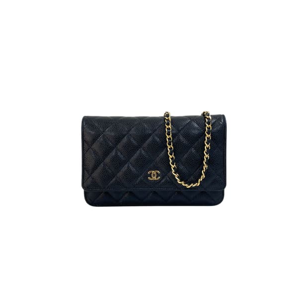 샤넬 블랙 캐비어 신형 클래식 금장체인 WOC 크로스백H00288