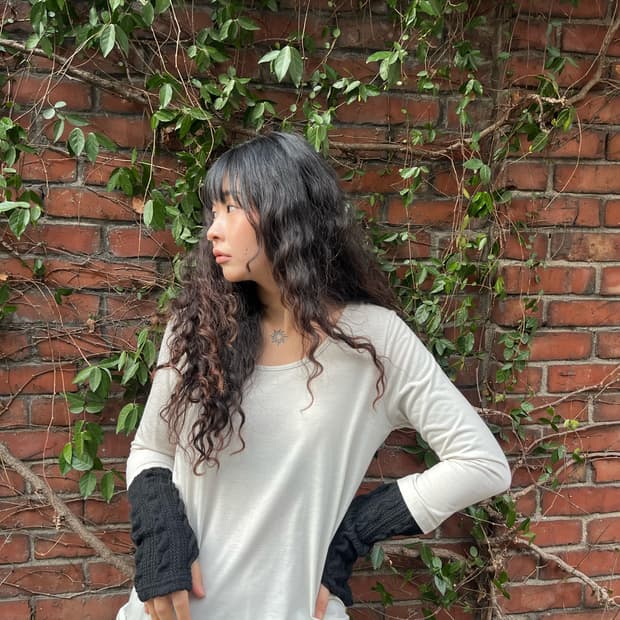 소매 꽈배기 워머 포인트 롱 슬리브