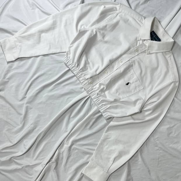 폴로 랄프로렌 화이트 크롭셔츠 