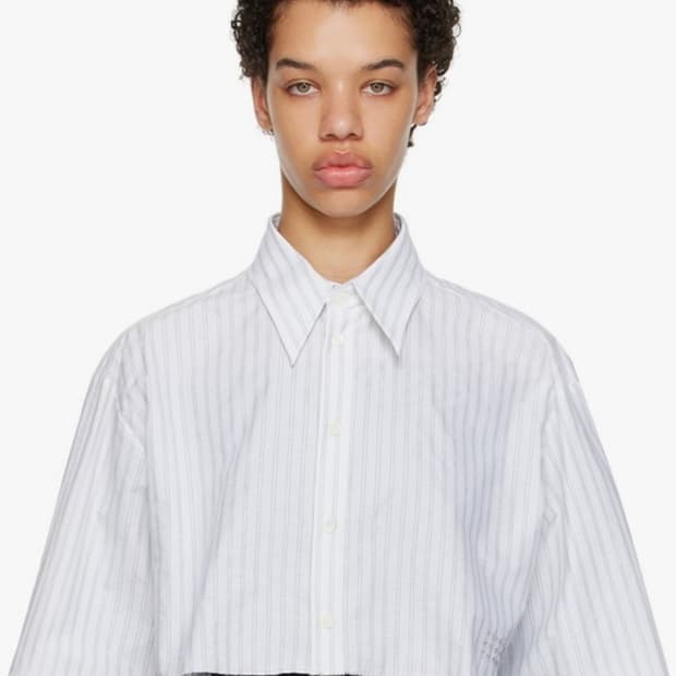 MM6 메종 마르지엘라 2023 스트라이프 크롭 셔츠 M사이즈