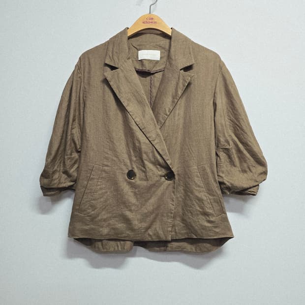 mare monte 브라운 하프 린넨 자켓