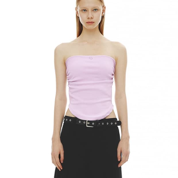 cerric 세릭 simple logo tube top pink