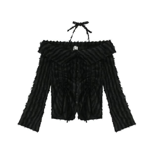 새상품) 카시코 오프숄더 셔링니트 블랙