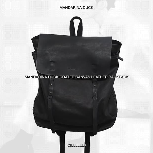 MANDARINA DUCK 만다리나덕 코팅 캔버스 레더 백팩